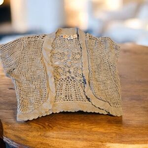 Love By Design Tan Crochet Cardigan